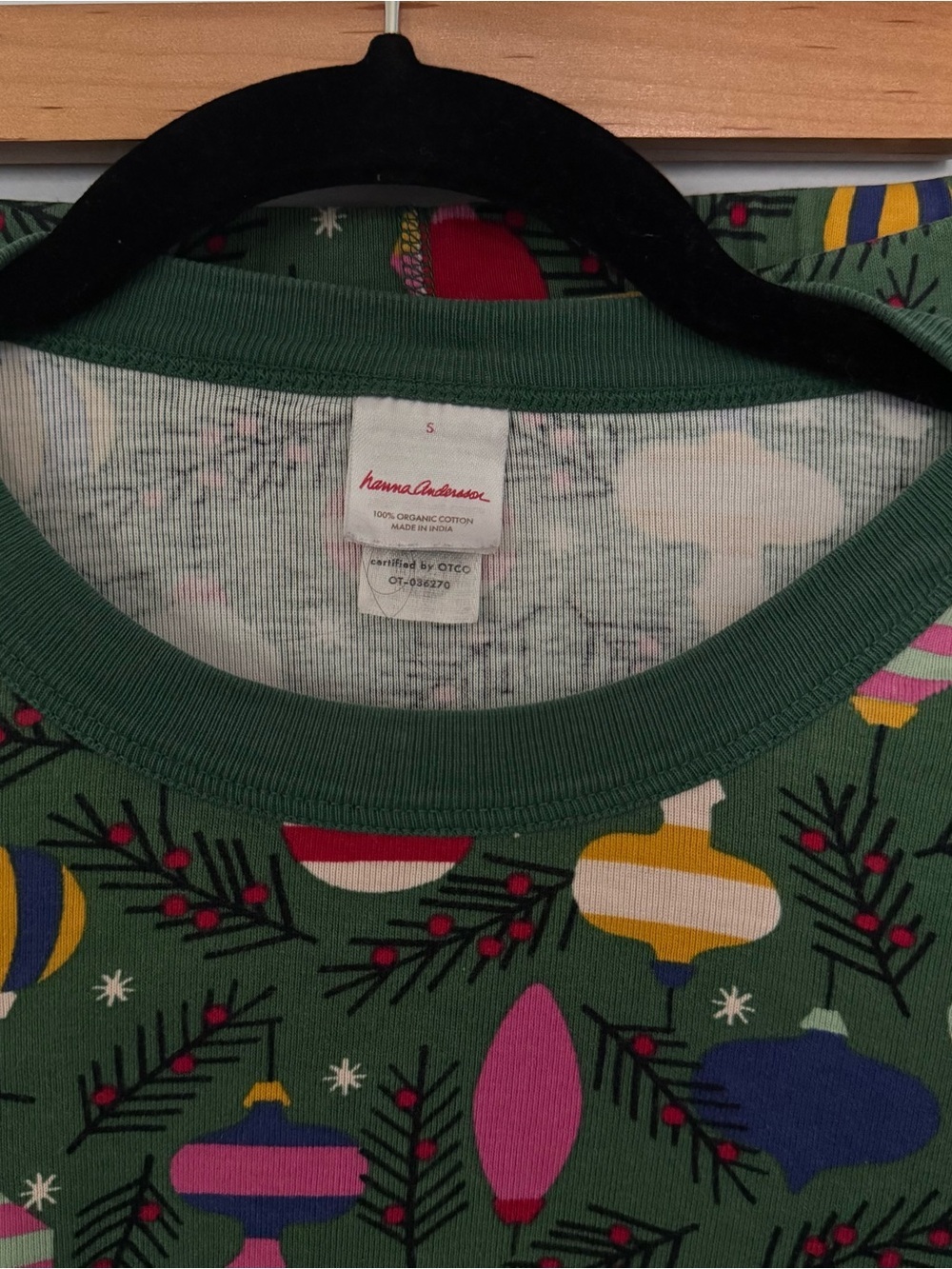 Hanna Andersson Women's Small Christmas Ornament Organic Cotton Pajama Set Green - Picture 4 of 6
